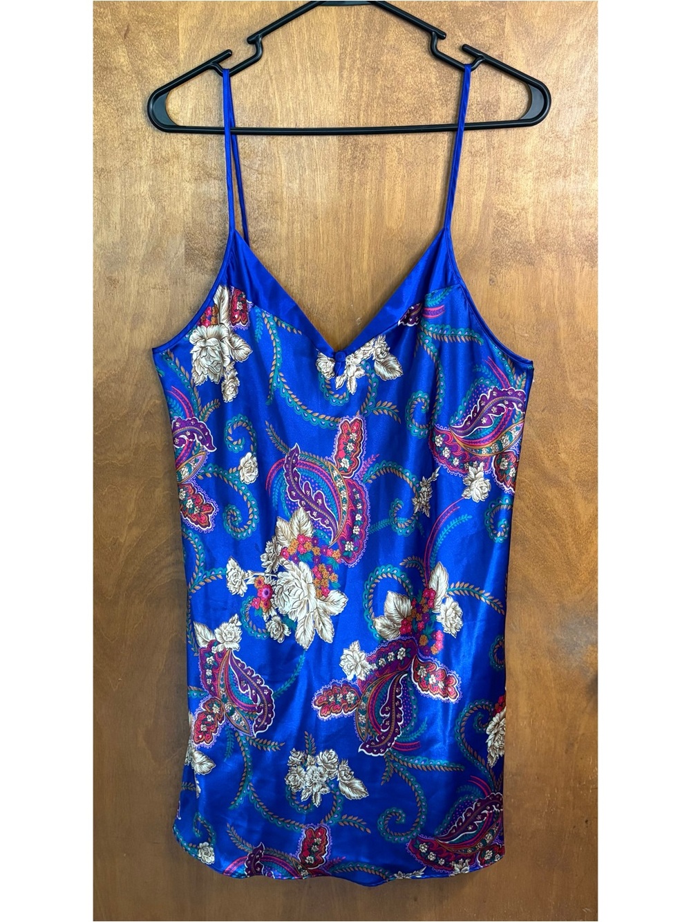 Vintage 80s Blue Paisley Floral Slip Dress Fairy Grunge Goth Pinup Rockabilly